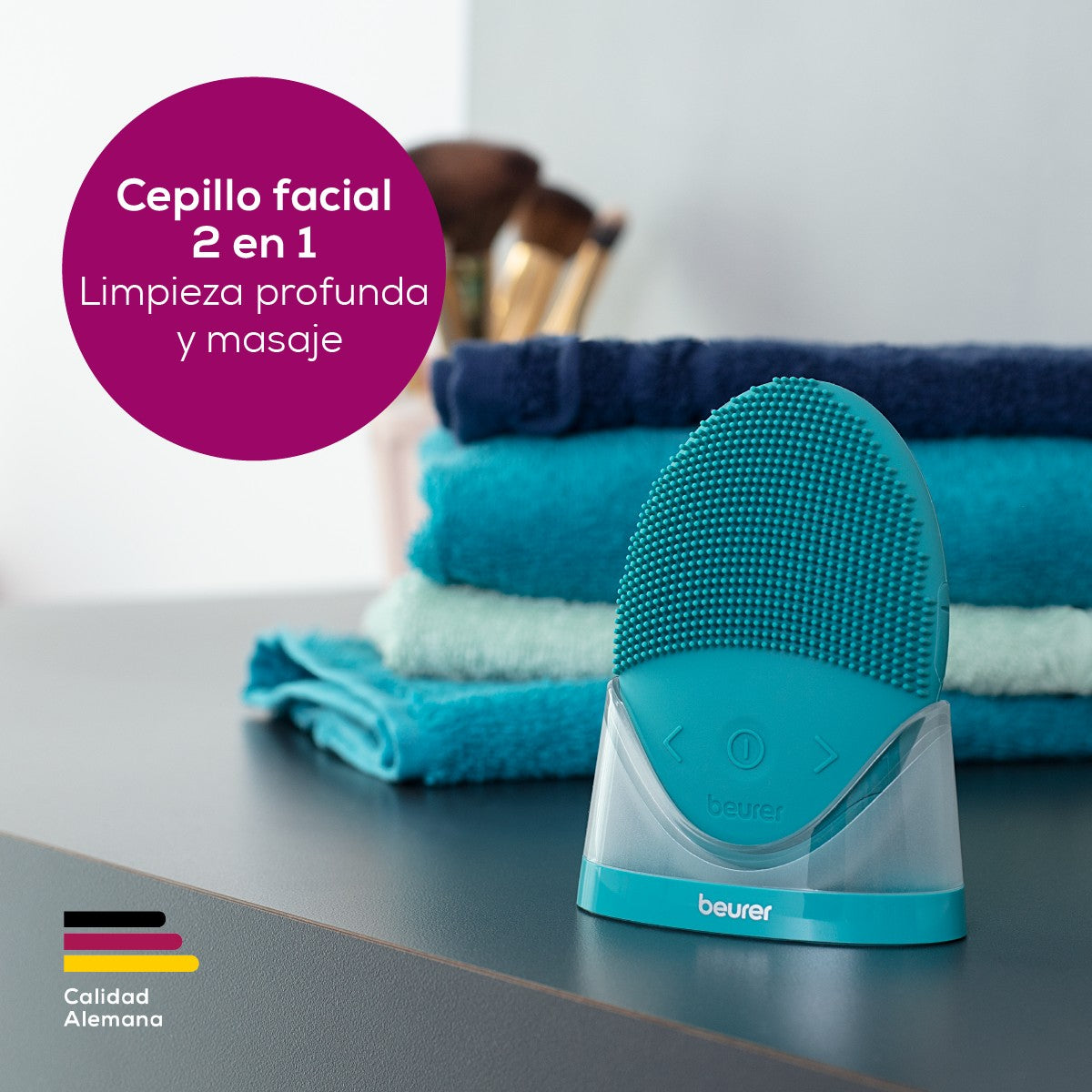 Cepillo facial de silicona, limpieza en profundidad de los poros y masaje de la piel, resistente al agua, apto para todo tipo de pieles FC52 Beurer