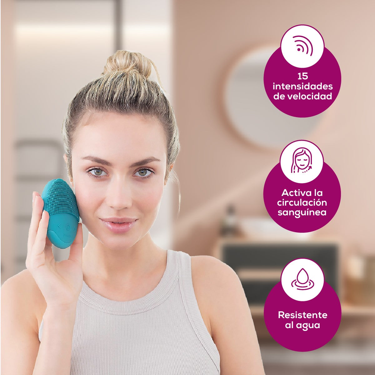 Cepillo facial de silicona, limpieza en profundidad de los poros y masaje de la piel, resistente al agua, apto para todo tipo de pieles FC52 Beurer