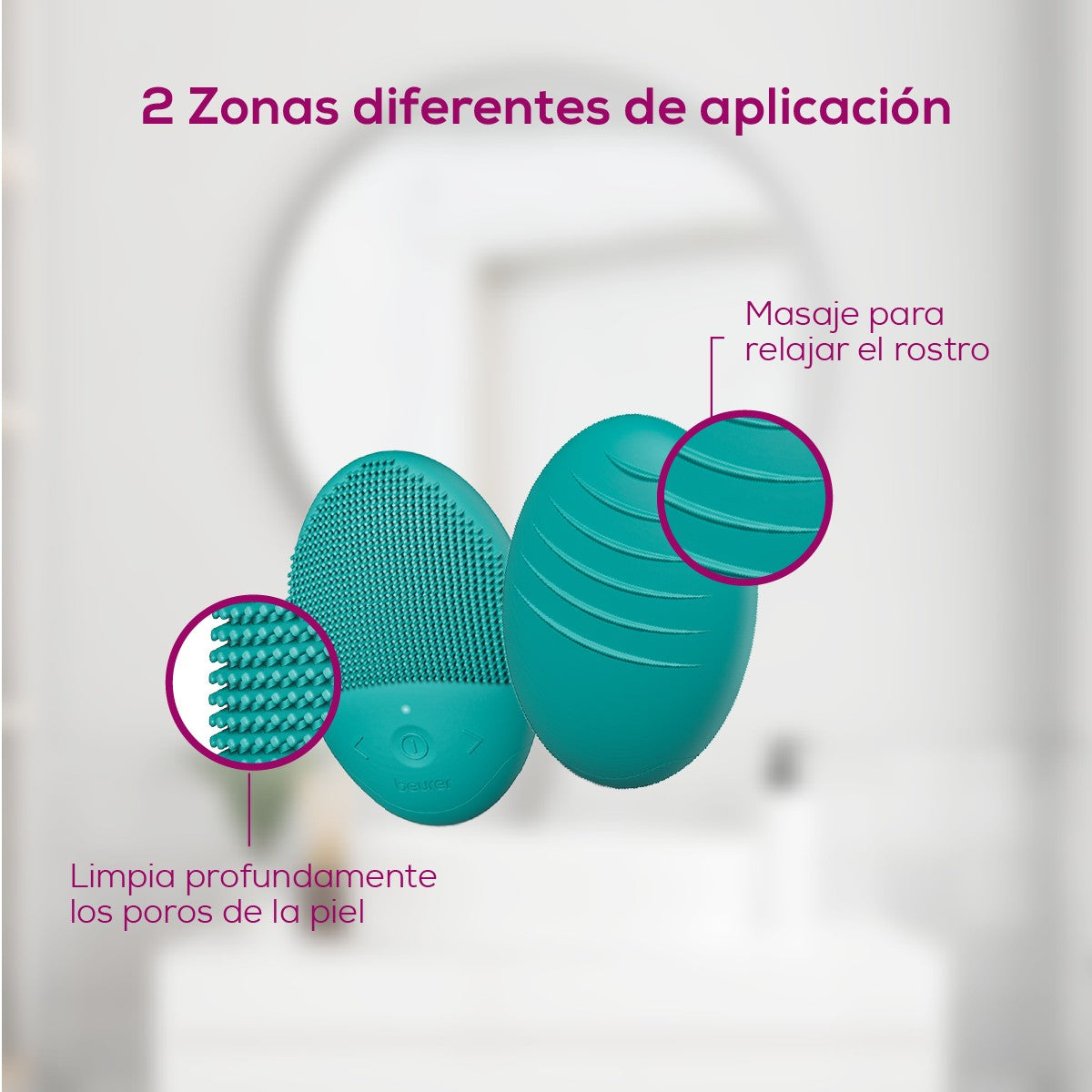 Cepillo facial de silicona, limpieza en profundidad de los poros y masaje de la piel, resistente al agua, apto para todo tipo de pieles FC52 Beurer