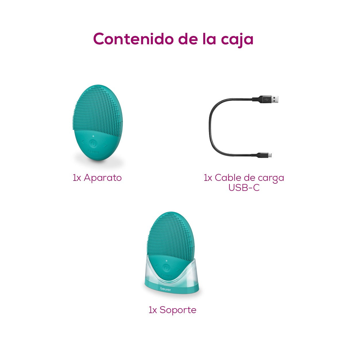 Cepillo facial de silicona, limpieza en profundidad de los poros y masaje de la piel, resistente al agua, apto para todo tipo de pieles FC52 Beurer