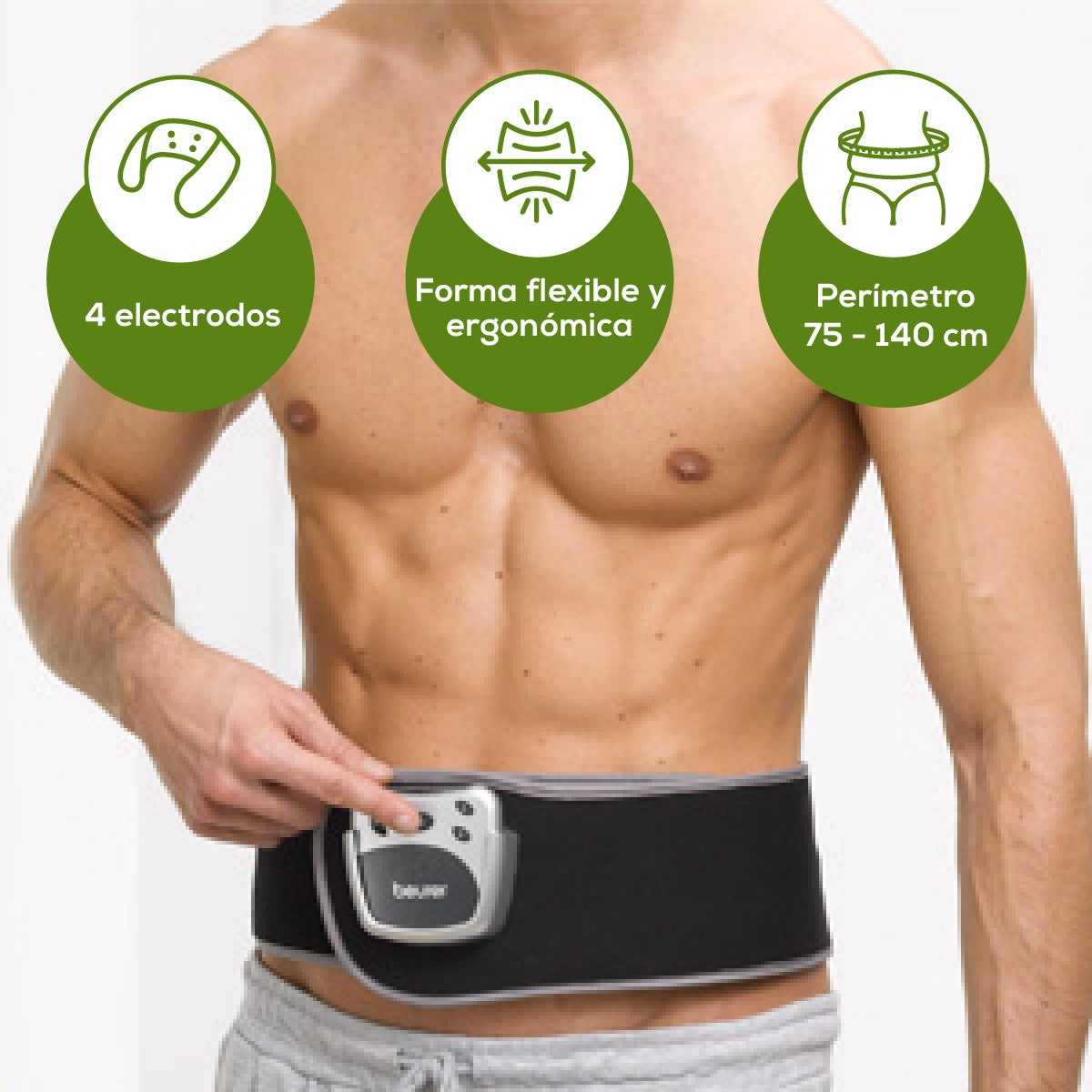 Cinturón Lumbar TENS con Diseño Flexible y Ajuste Universal EM38 Beurer