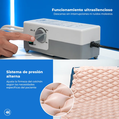 Colchón de presión alterna con compresor ultrasilencioso para uso clínico o domiciliario Handy