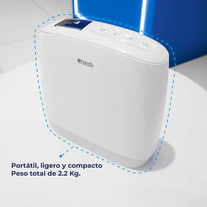 Concentrador de Oxígeno Portátil 7F-7 de Hasta 3.5 L/min con Batería Recargable Handy