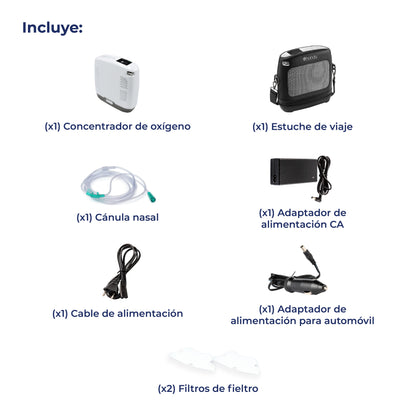 Concentrador de Oxígeno Portátil 7F-7 de Hasta 3.5 L/min con Batería Recargable Handy