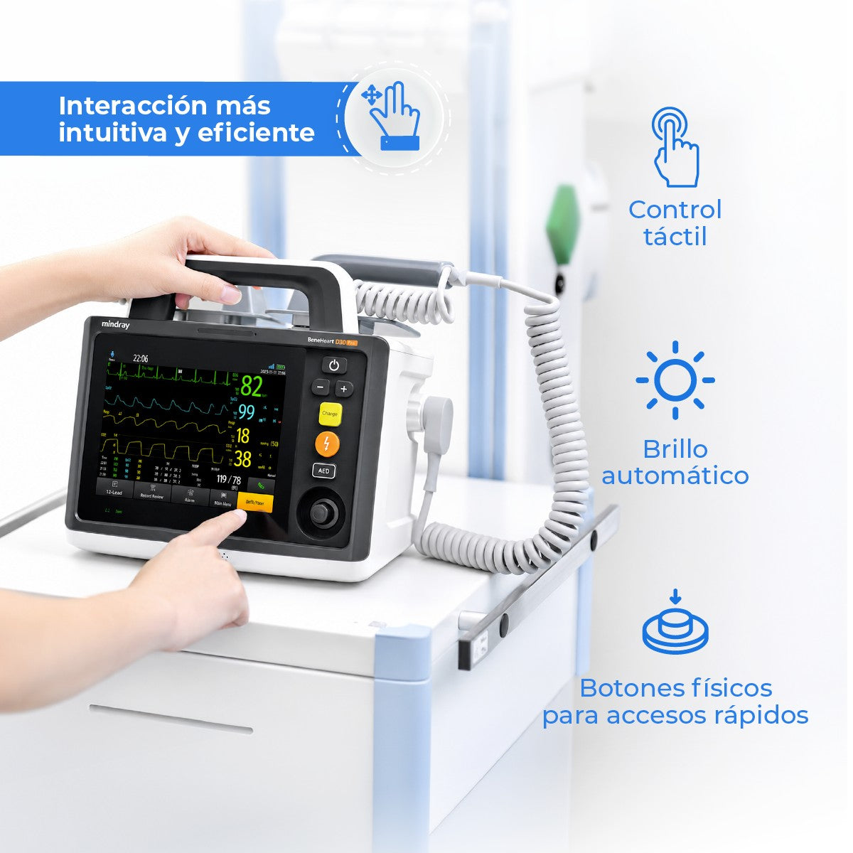 Desfibrilador monitor adulto-pediátrico BeneHeart D30 con ECG, SPO2 y PANI 4 en 1 Mindray