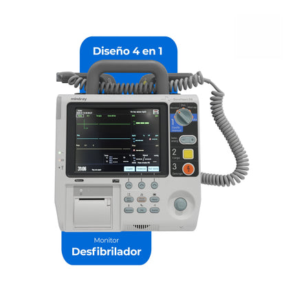 Desfibrilador Monitor Bifásico Profesional 4 en 1 Desfibrilación Manual, DEA, Marcapasos y Monitorización / BeneHeart D6 Marca Mindray
