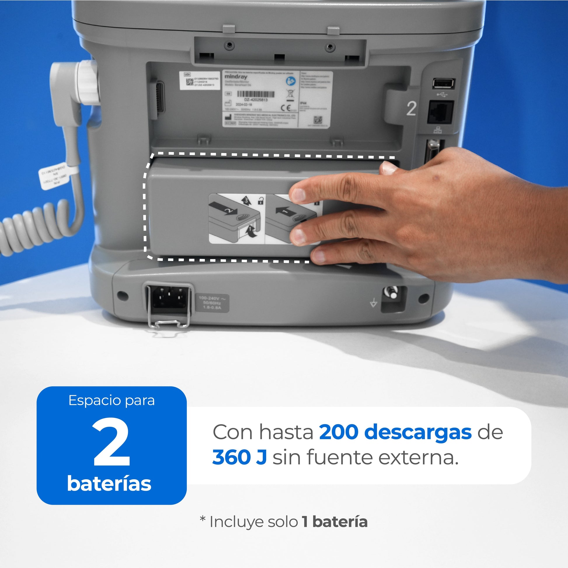 Desfibrilador Monitor Bifásico Profesional 4 en 1 Desfibrilación Manual, DEA, Marcapasos y Monitorización / BeneHeart D6 Marca Mindray