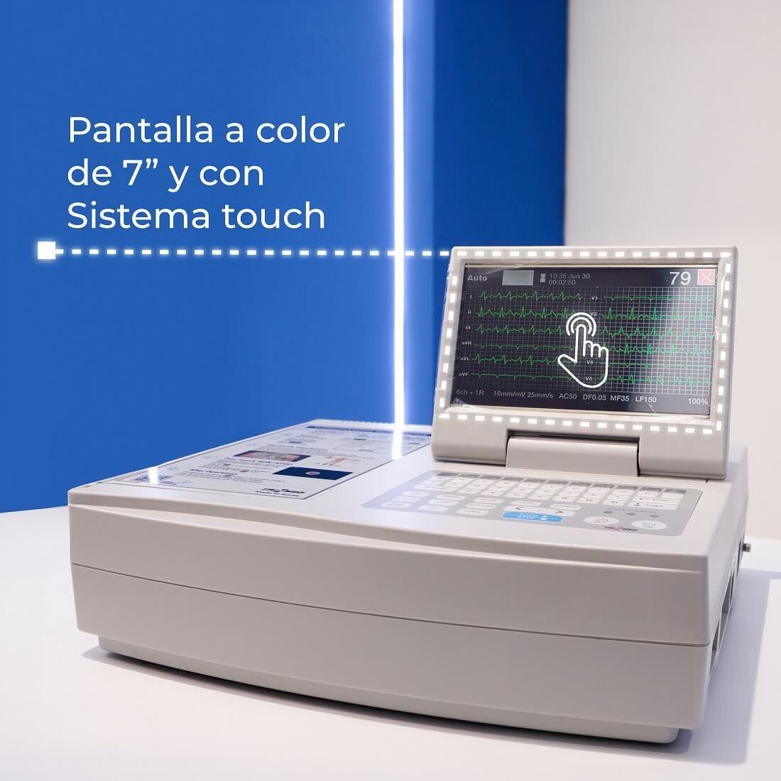 Electrocardiógrafo con interpretación Trismed 812AR con pantalla móvil y touch Trismed