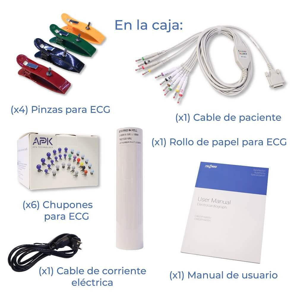 Electrocardiógrafo con interpretación Trismed 812AR con pantalla móvil y touch Trismed