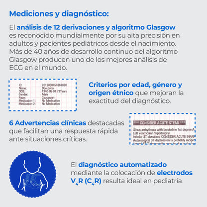Electrocardiógrafo de 12 Canales y Algoritmo Glasgow, Pantalla 8 Pulgadas de Alta Resolución / BeneHeart R12 ECG Marca Mindray