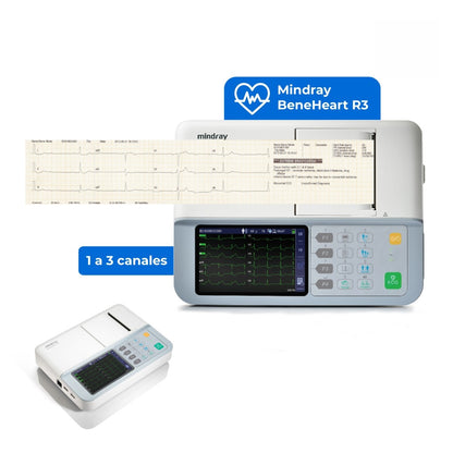 Electrocardiógrafo Portátil de 3 Canales, Pantalla 5 Pulgadas y Alta Resolución / BeneHeart R3 ECG Marca Mindray