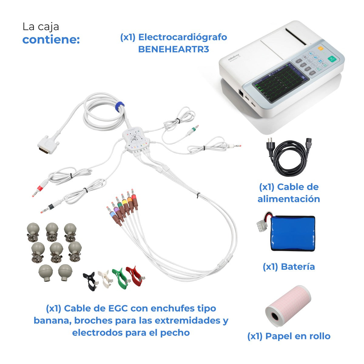 Electrocardiógrafo Portátil de 3 Canales, Pantalla 5 Pulgadas y Alta Resolución / BeneHeart R3 ECG Marca Mindray