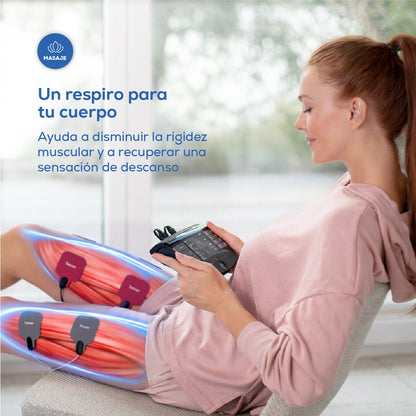Electroestimulador muscular con función de calor, 3 en 1 (EMS, TENS y masaje) con electrodos de gel Beurer
