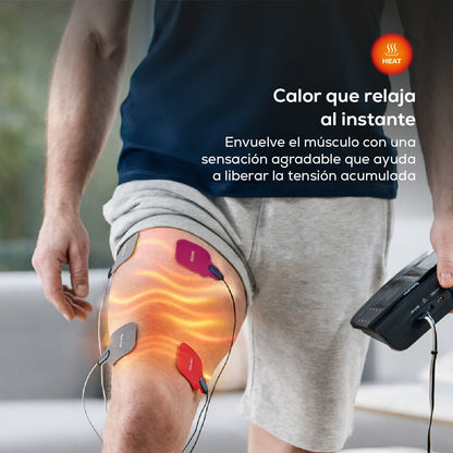Electroestimulador muscular con función de calor, 3 en 1 (EMS, TENS y masaje) con electrodos de gel Beurer