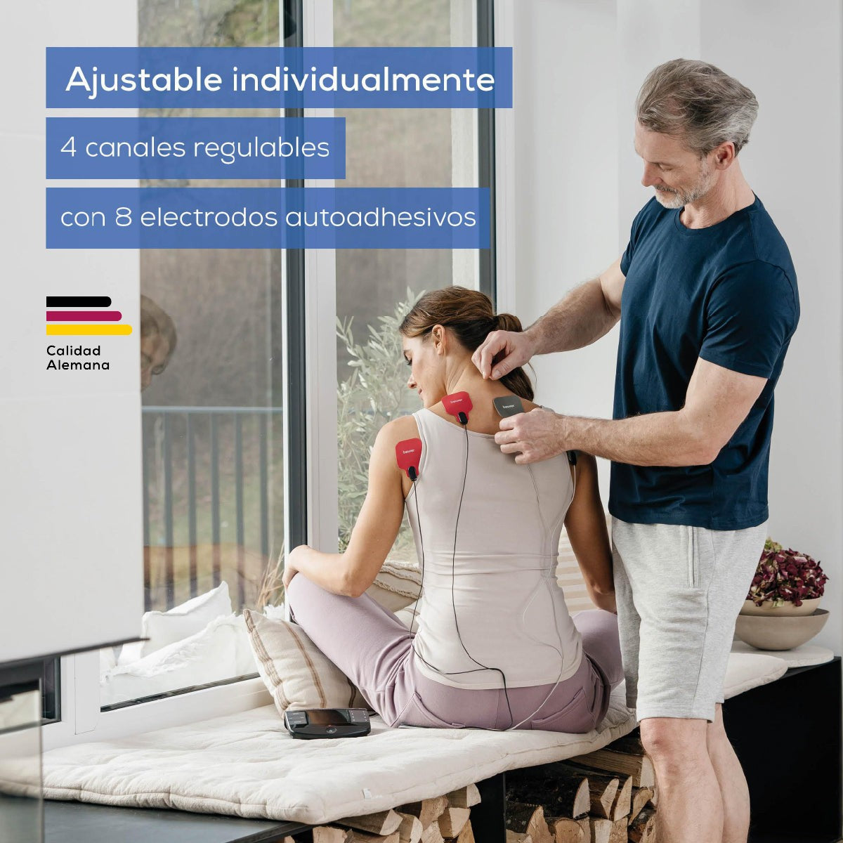 Electroestimulador muscular con función de calor, 3 en 1 (EMS, TENS y masaje) con electrodos de gel Beurer