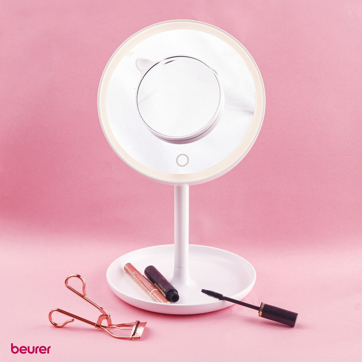Espejo para Maquillarse con Luz LED y Sensor Touch, Incluye Espejo Magnético Extra de 5 Aumentos / BS45 Marca Beurer