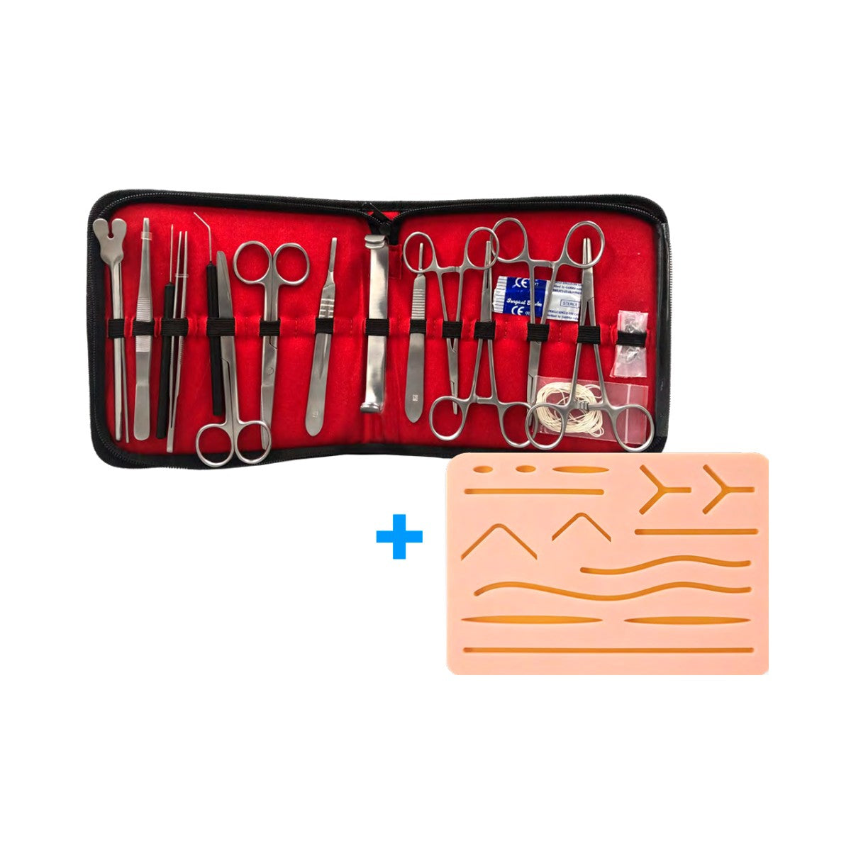 Estuche de Disección 20 Piezas + Pad de Sutura de 3 Capas | Acero inoxidable