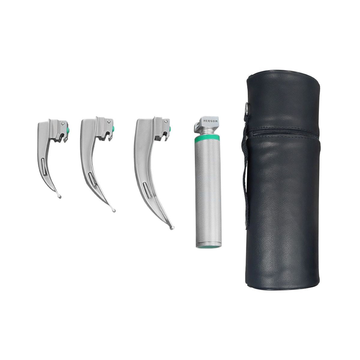 Estuche de Laringoscopio de Fibra Óptica McIntosh con 3 Hojas y Mango Universal | Acero inoxidable