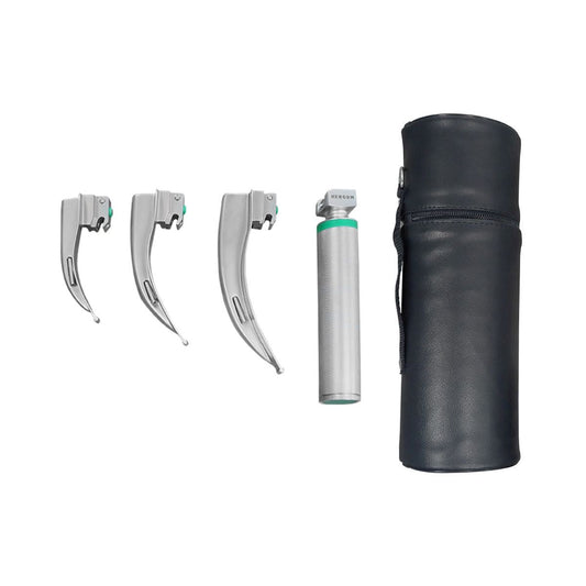 Estuche de Laringoscopio de Fibra Óptica McIntosh con 3 Hojas y Mango Universal | Acero inoxidable