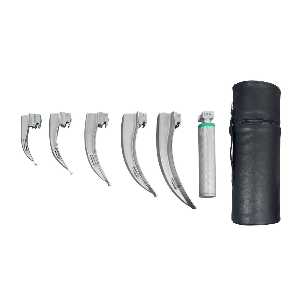 Estuche de Laringoscopio de Fibra Óptica McIntosh con 5 Hojas y Mango Universal | Acero inoxidable