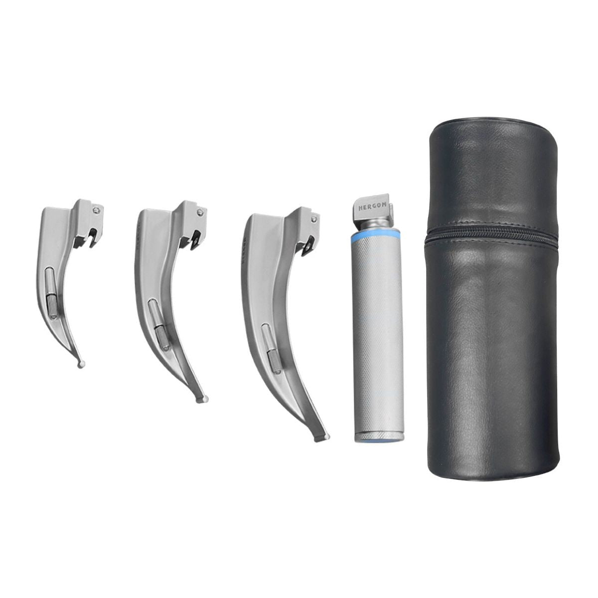 Estuche de Laringoscopio McIntosh de Luz con Tres Hojas Curvas de Alta Calidad | Acero inoxidable