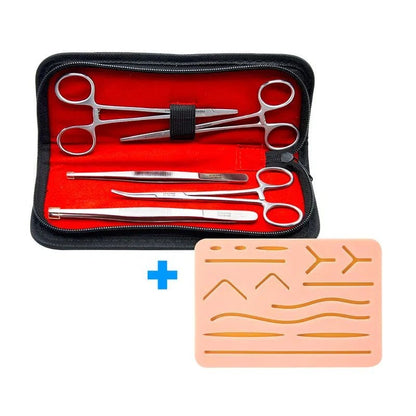 Estuche de sutura con 5 piezas + Pad de Silicón de 3 Capas | Acero inoxidable Alemán de alta calidad