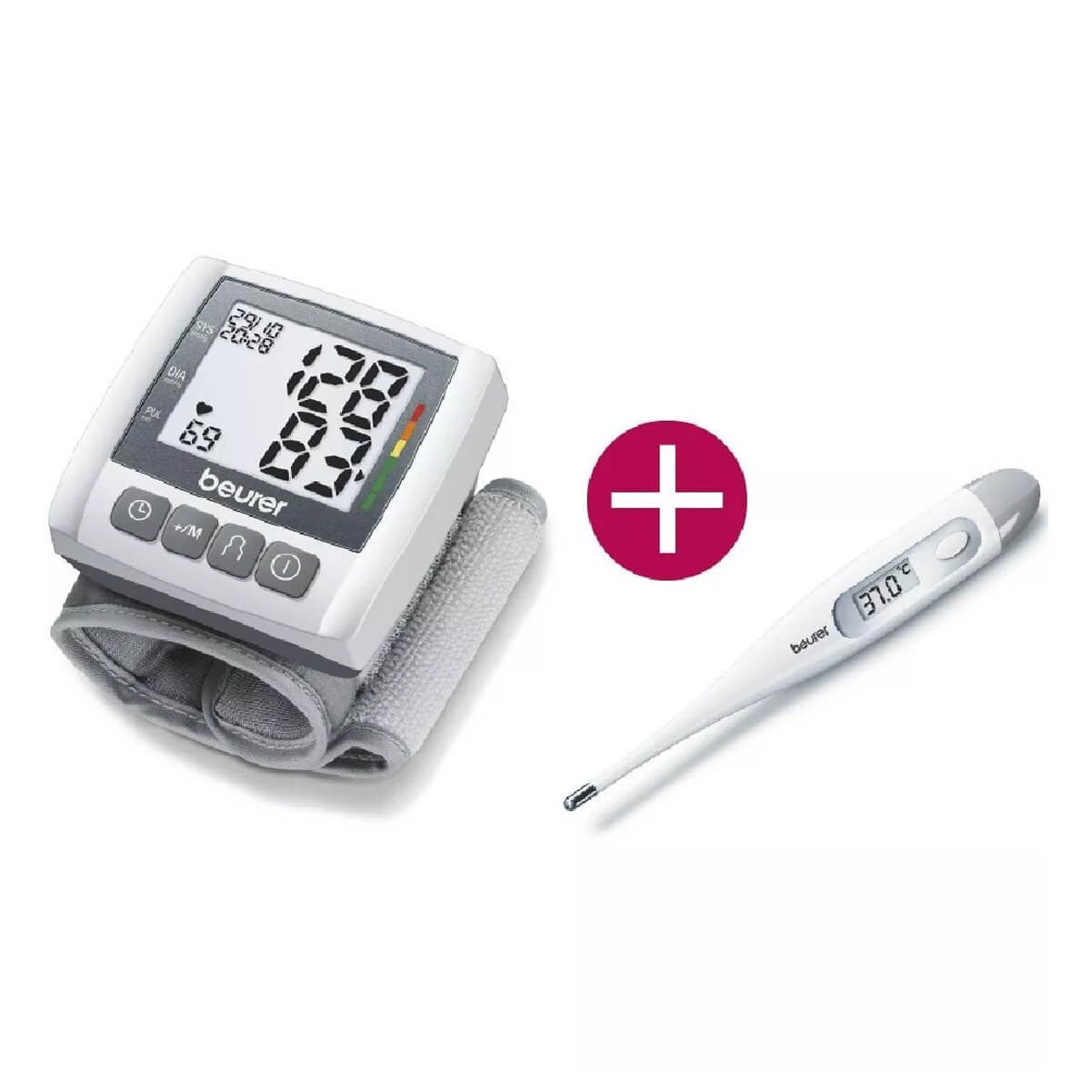 Kit Baumanómetro Digital de Muñeca BC30 con Termómetro Clínico Digital FT09 Beurer