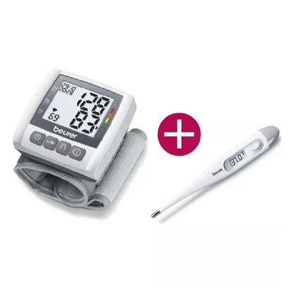 Kit Baumanómetro Digital de Muñeca BC30 con Termómetro Clínico Digital FT09 Beurer