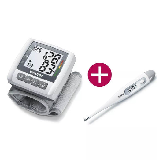 Kit Baumanómetro Digital de Muñeca BC30 con Termómetro Clínico Digital FT09 Beurer