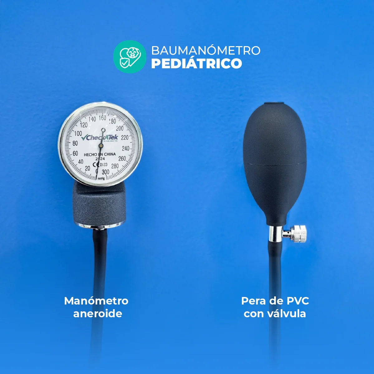 Kit de Baumanómetro Pediátrico con Set de 3 Brazaletes + Oxímetro digital de pulso / pulsioxímetro de uso pediátrico con estuche incluido