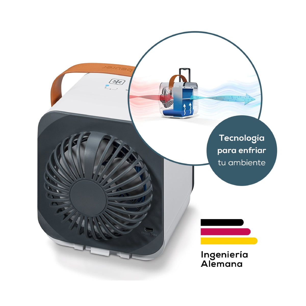 Kit de Enfriador y ventilador de Aire Portátil USB Mini Aire Acondicionado LV50 + 2 Piezas de Filtros beurer®