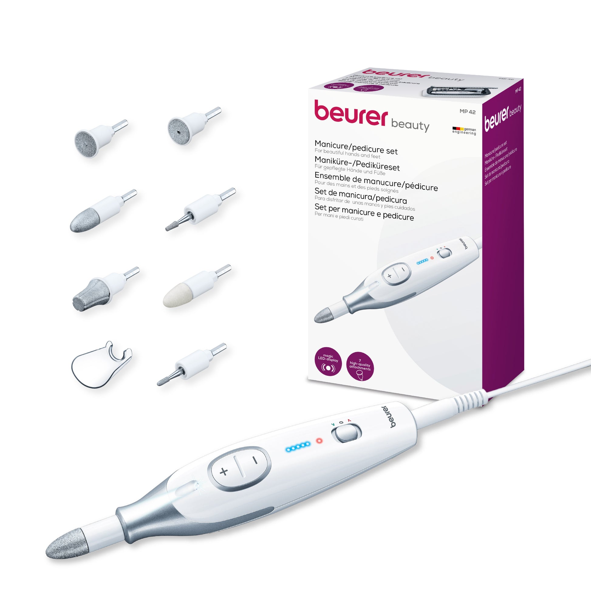 Kit de manicure y pedicure eléctrico profesional con taladro y accesorios Beurer