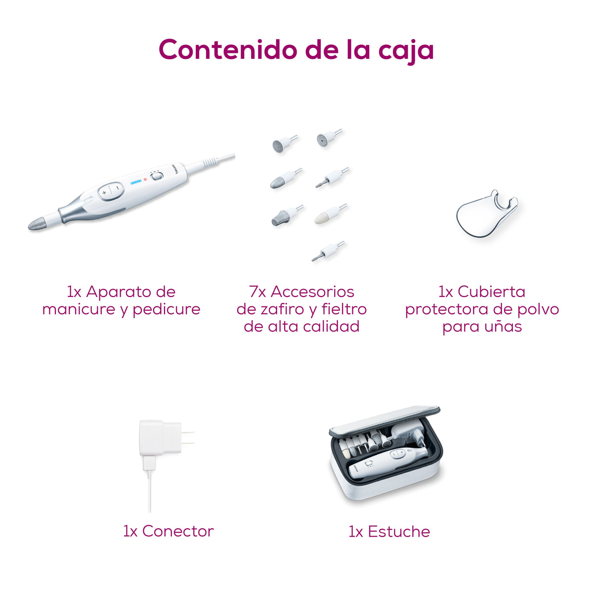 Kit de manicure y pedicure eléctrico profesional con taladro y accesorios Beurer