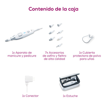 Kit de manicure y pedicure eléctrico profesional con taladro y accesorios Beurer