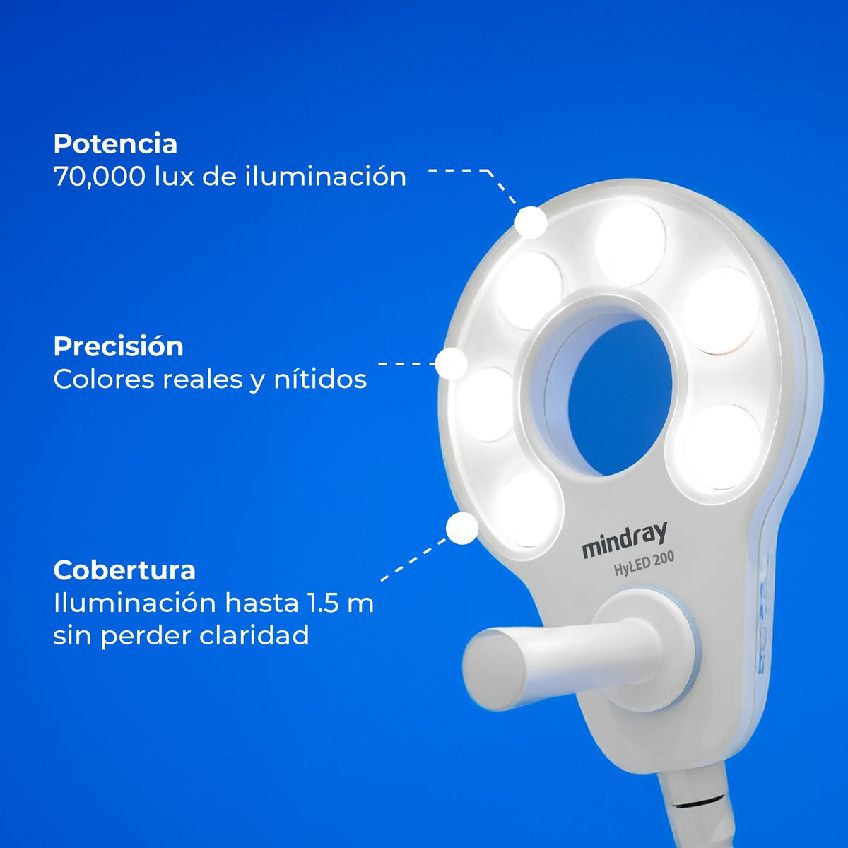 Lámpara quirúrgica móvil con batería, 1 satélite, HyLED200M I Marca Mindray