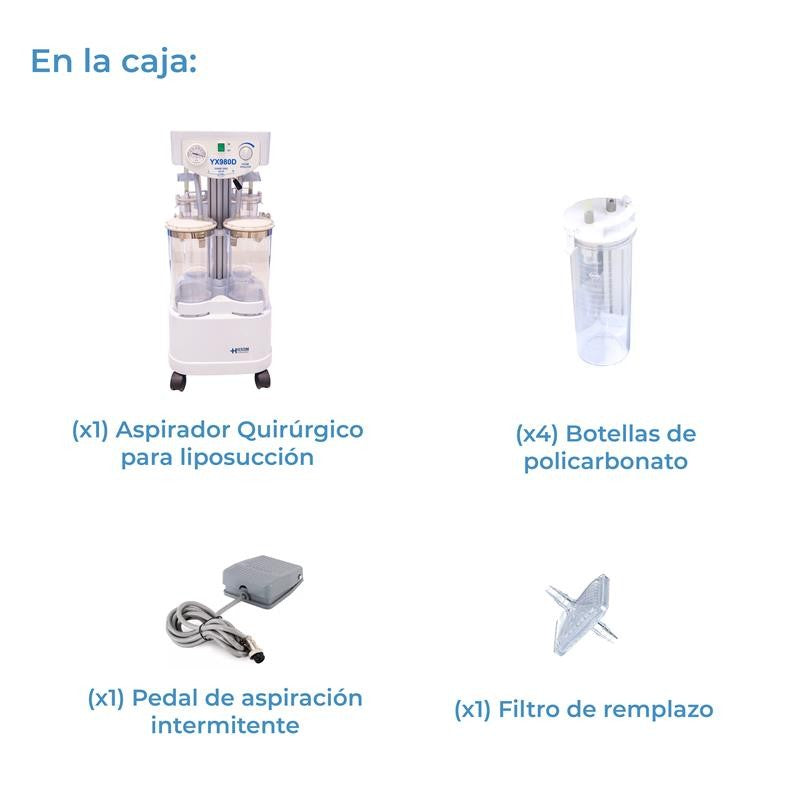 Máquina de Liposucción | Aspirador Quirúrgico para liposucción de 98 L x minuto | Modelo YX980D Aspiradores