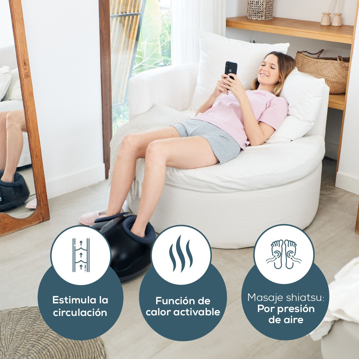 Masajeador de pies FM90 con 3 Opciones de Masaje Shiatsu, Calor y Aire / FM90 Marca Beurer