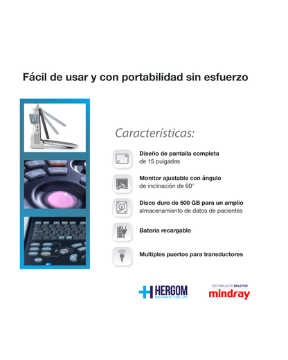 Equipo de ultrasonido portátil de ecografía para uso humano modelo Z60 Mindray