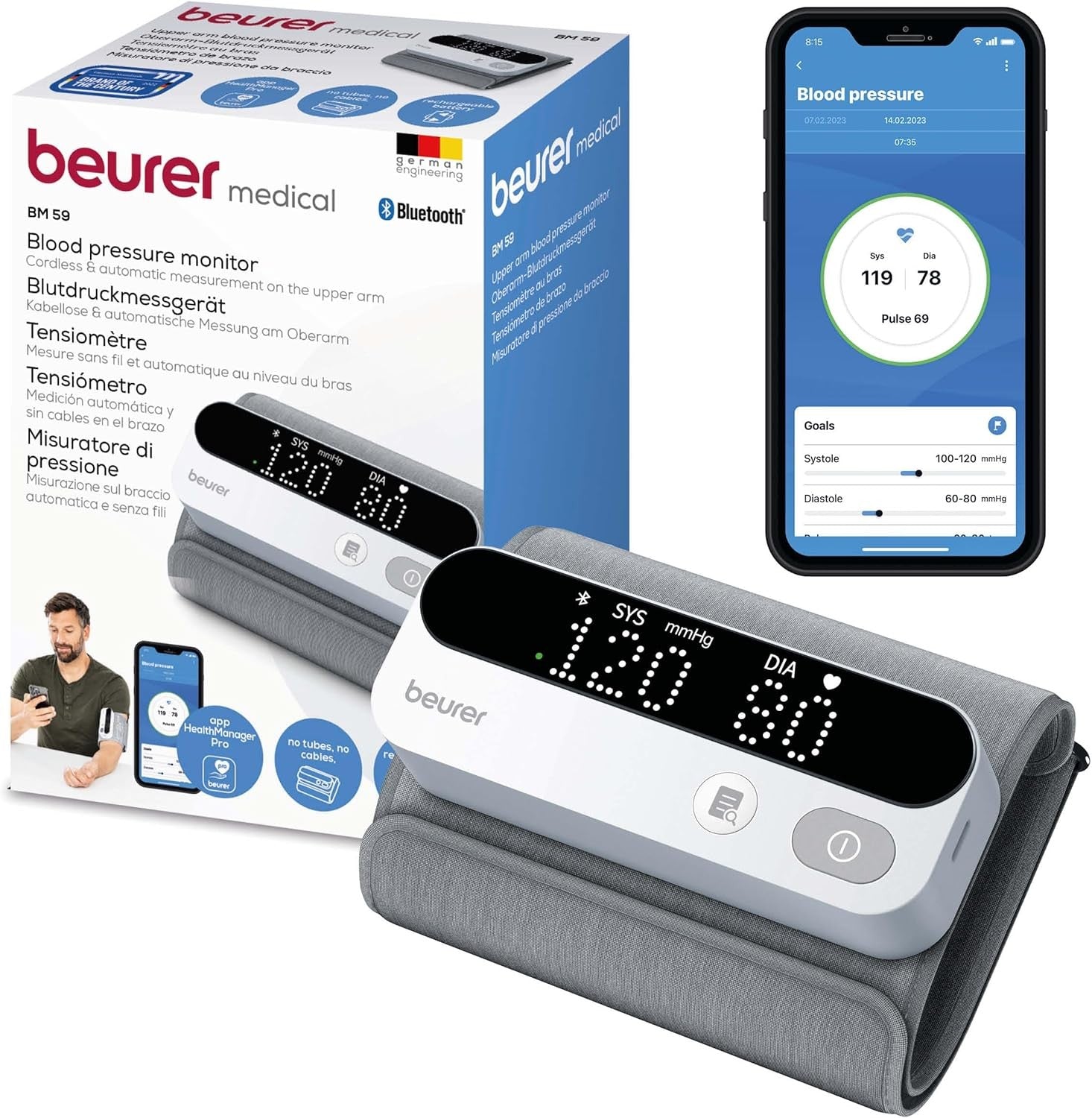 Monitor de Presión Arterial Bluetooth | Detección de Arritmias Beurer