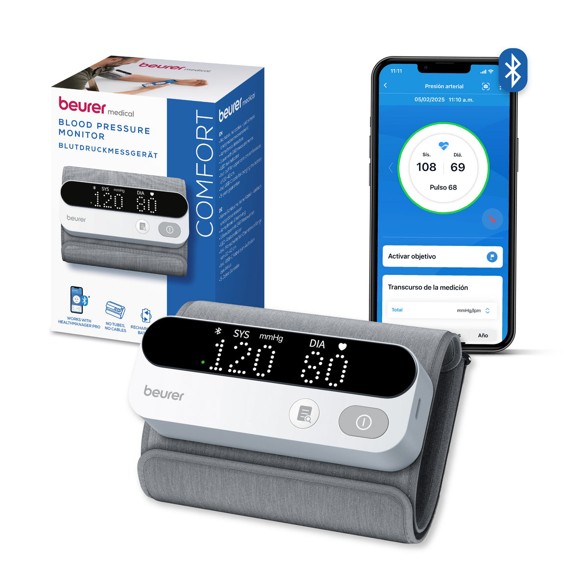 Monitor de Presión Arterial Bluetooth | Detección de Arritmias Beurer