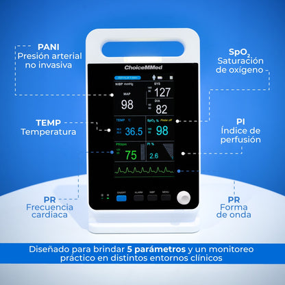 Monitor de signos vitales para uso adulto y pediátrico a color de 7" ligero y portátil Xignal
