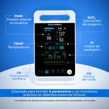 Monitor de signos vitales para uso adulto y pediátrico a color de 7" ligero y portátil Xignal