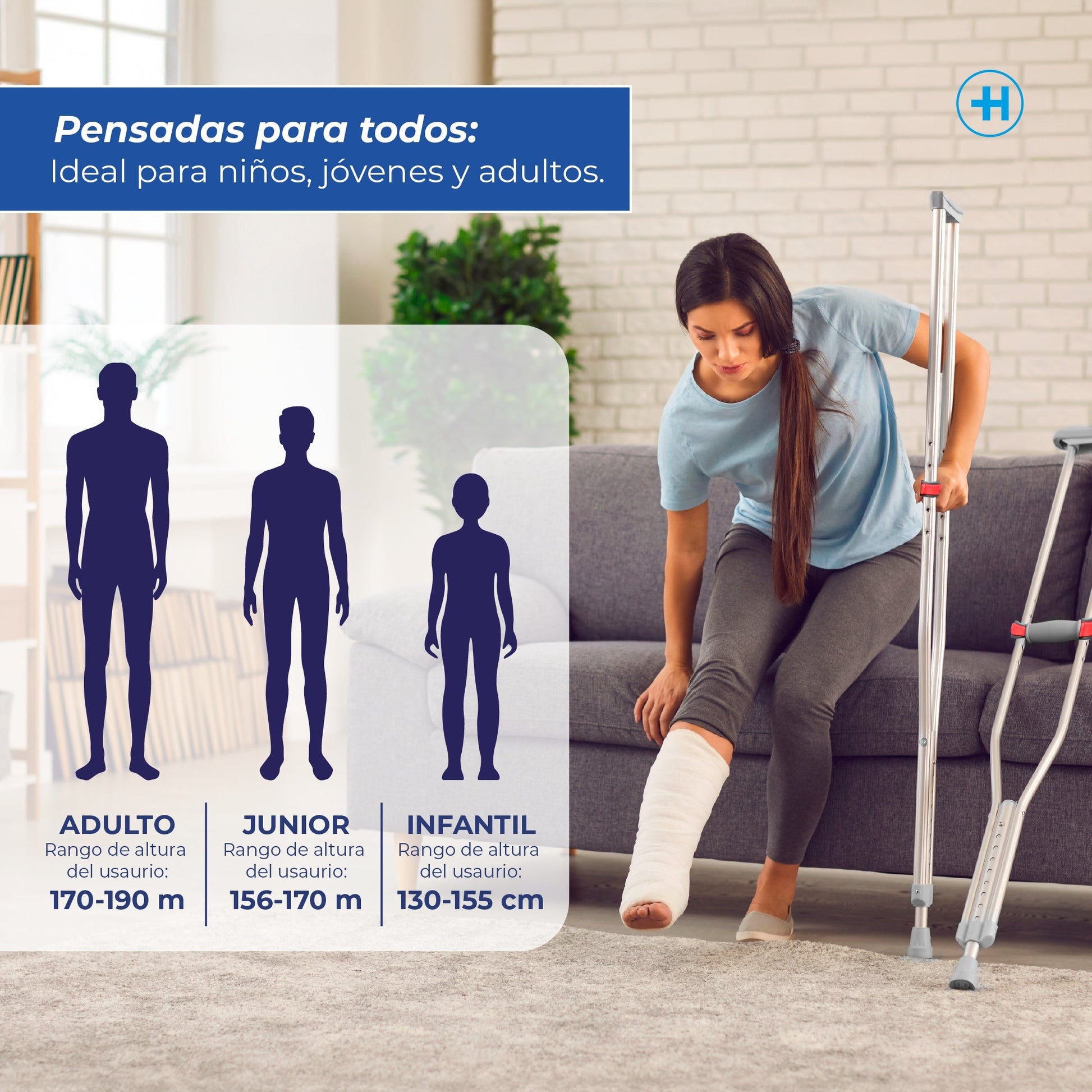 Muletas Ortopédicas Ajustables de Aluminio | Soporte hasta 110 kg Handy