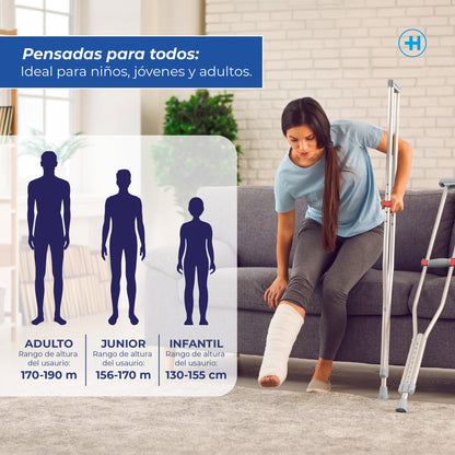 Muletas Ortopédicas Ajustables de Aluminio | Soporte hasta 110 kg Handy