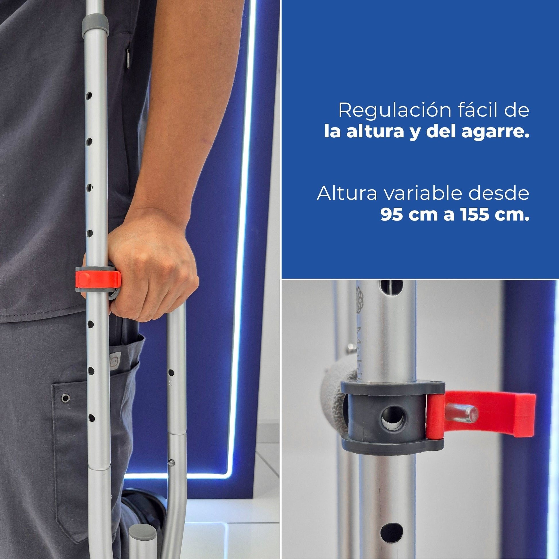 Muletas Ortopédicas Ajustables de Aluminio | Soporte hasta 110 kg Handy