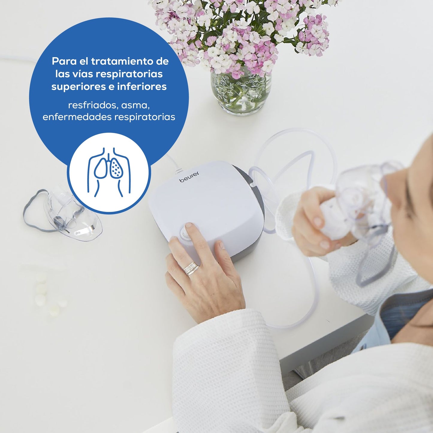 Nebulizador de compresor para niños o adultos con gran capacidad de nebulización modelo IH18 beurer®