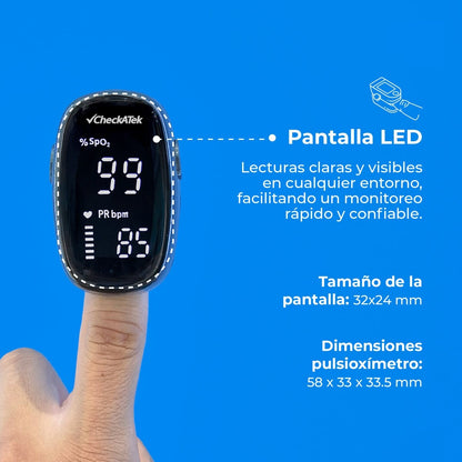 Oxímetro de Pulso Digital OP103 | Medición de SpO₂ y Pulso Checkatek