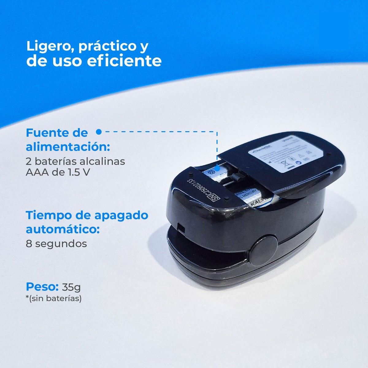 Oxímetro de Pulso Digital OP103 | Medición de SpO₂ y Pulso Checkatek
