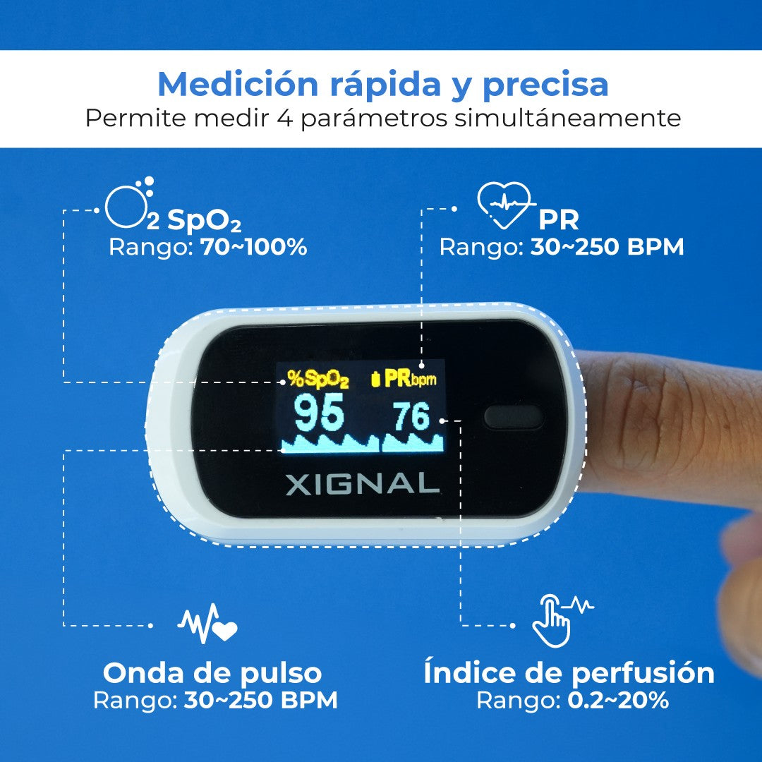 Oxímetro Portátil Xignal para Adulto y Niño | Pantalla OLED MD300C2 Xignal