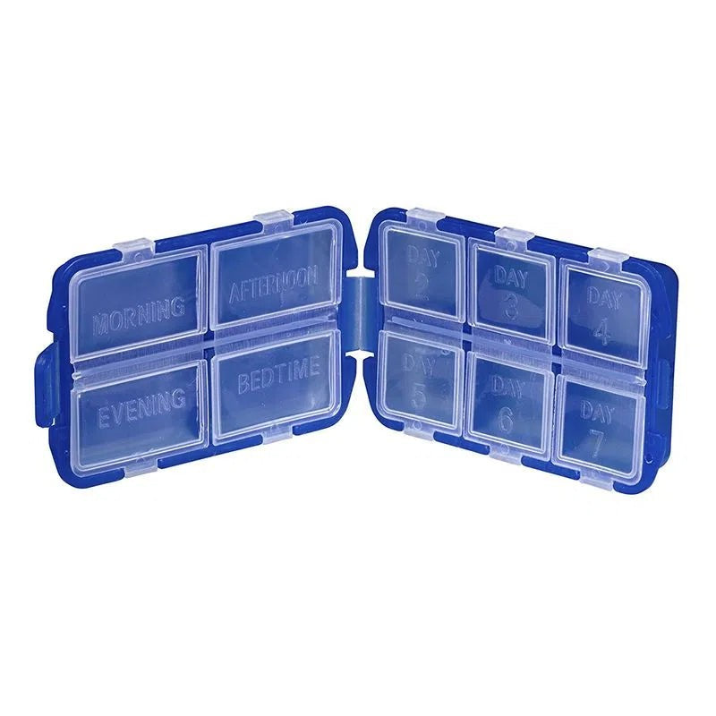 Pastillero Organizador con 10 Compartimientos Independientes color Azul Handy